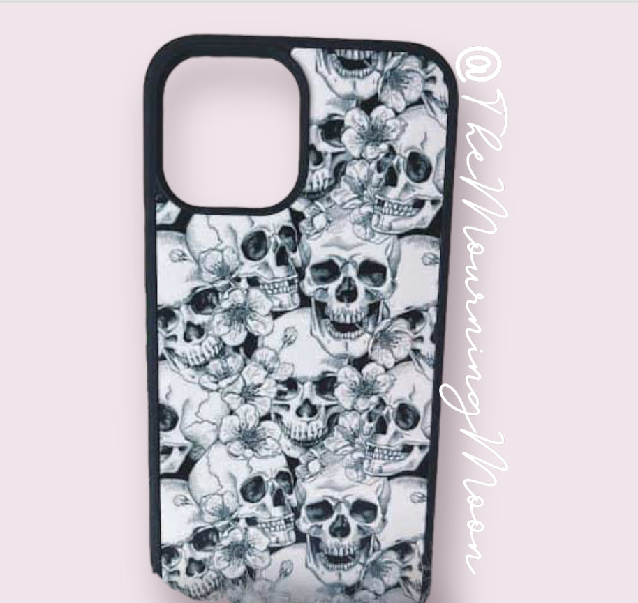 Floral skull phone case