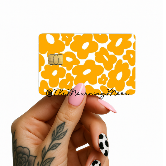Retro yellow floral credit card skin