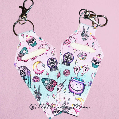 Pastel goth coffin lip balm keychain