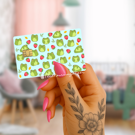 Frogs and strawberries credit card skin