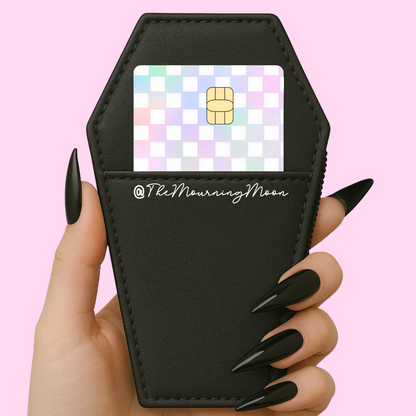 Pastel rainbow checkered credit card skin