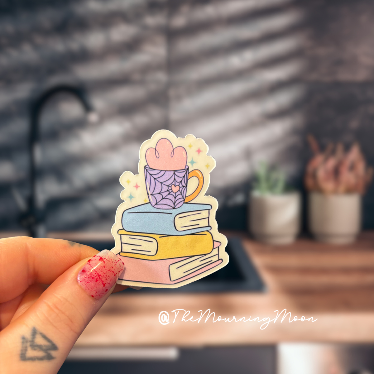 Spooky book stack magnet