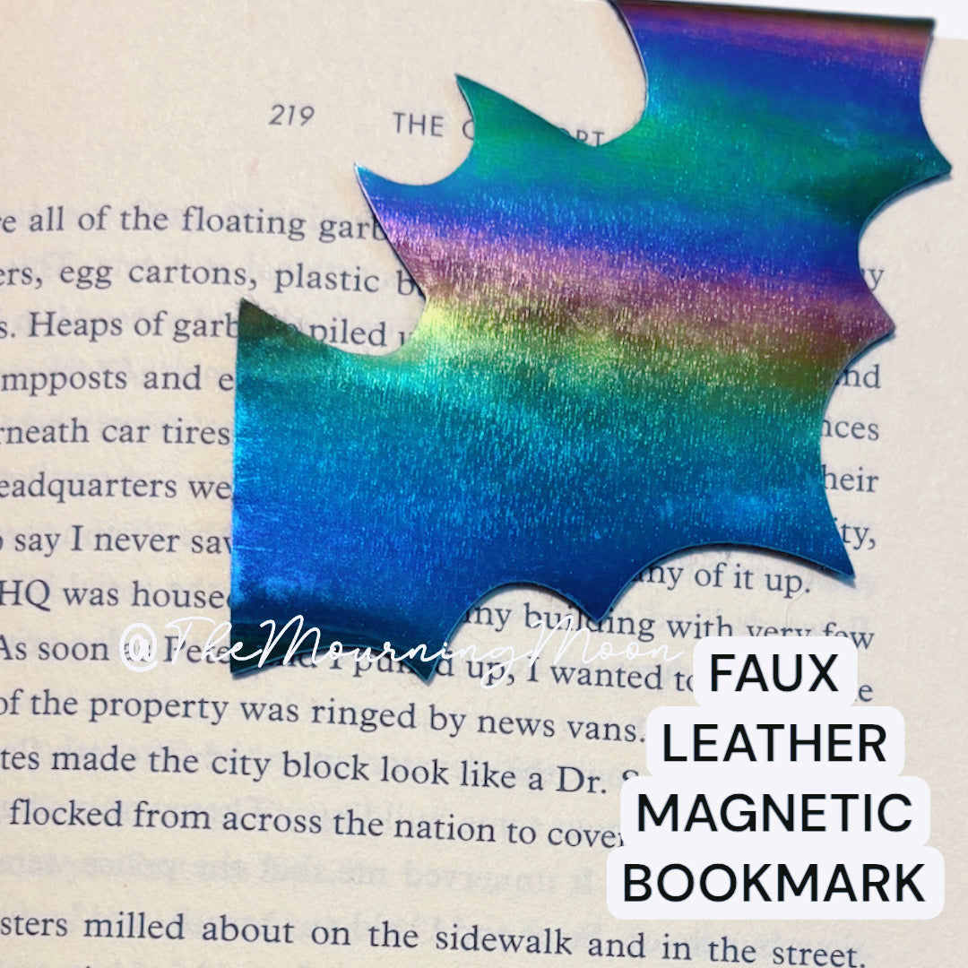 Rainbow faux leather bat bookmark