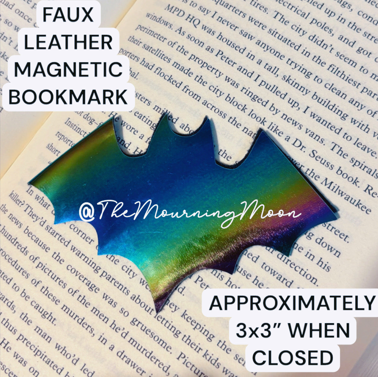 Rainbow faux leather bat bookmark
