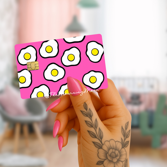 Pink fried egg credit card skin