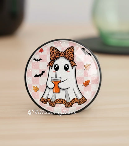 Iced coffee ghostie glass dome phone grip