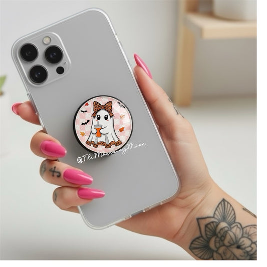 Iced coffee ghostie glass dome phone grip