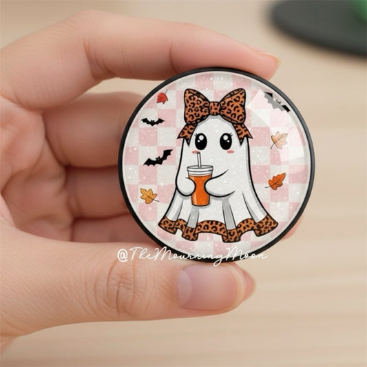 Iced coffee ghostie glass dome phone grip