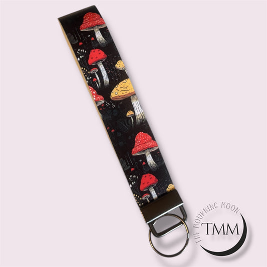 Mushroom faux leather wristlet