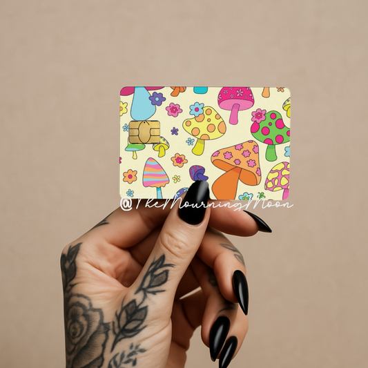 Retro mushroom floral credit card skin