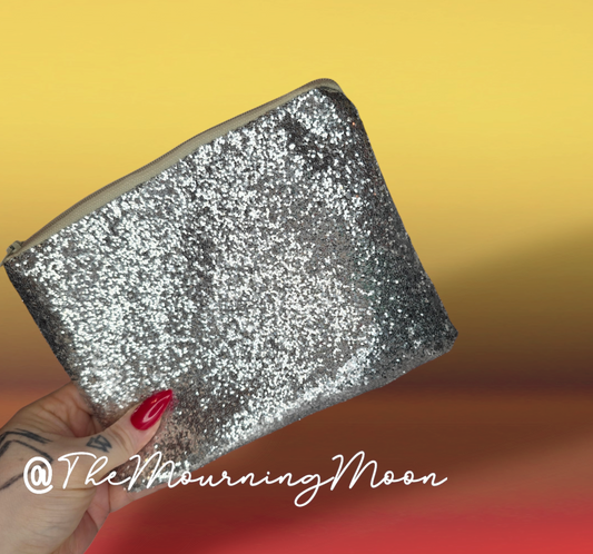 Silver glitter zipper pouch