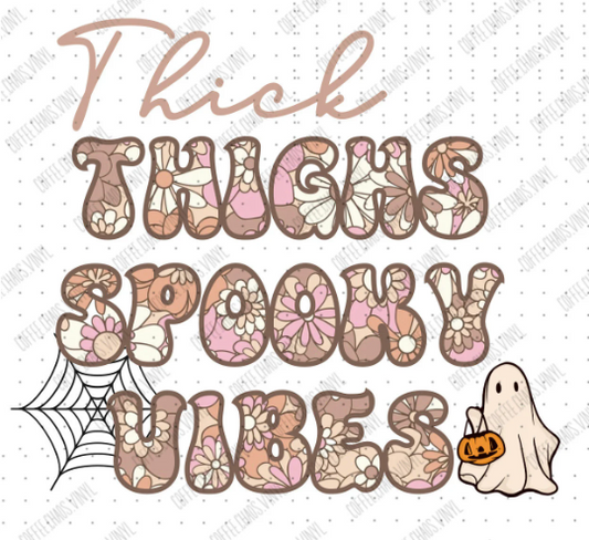 Thick thighs spooky vibes vintage floral png digital download