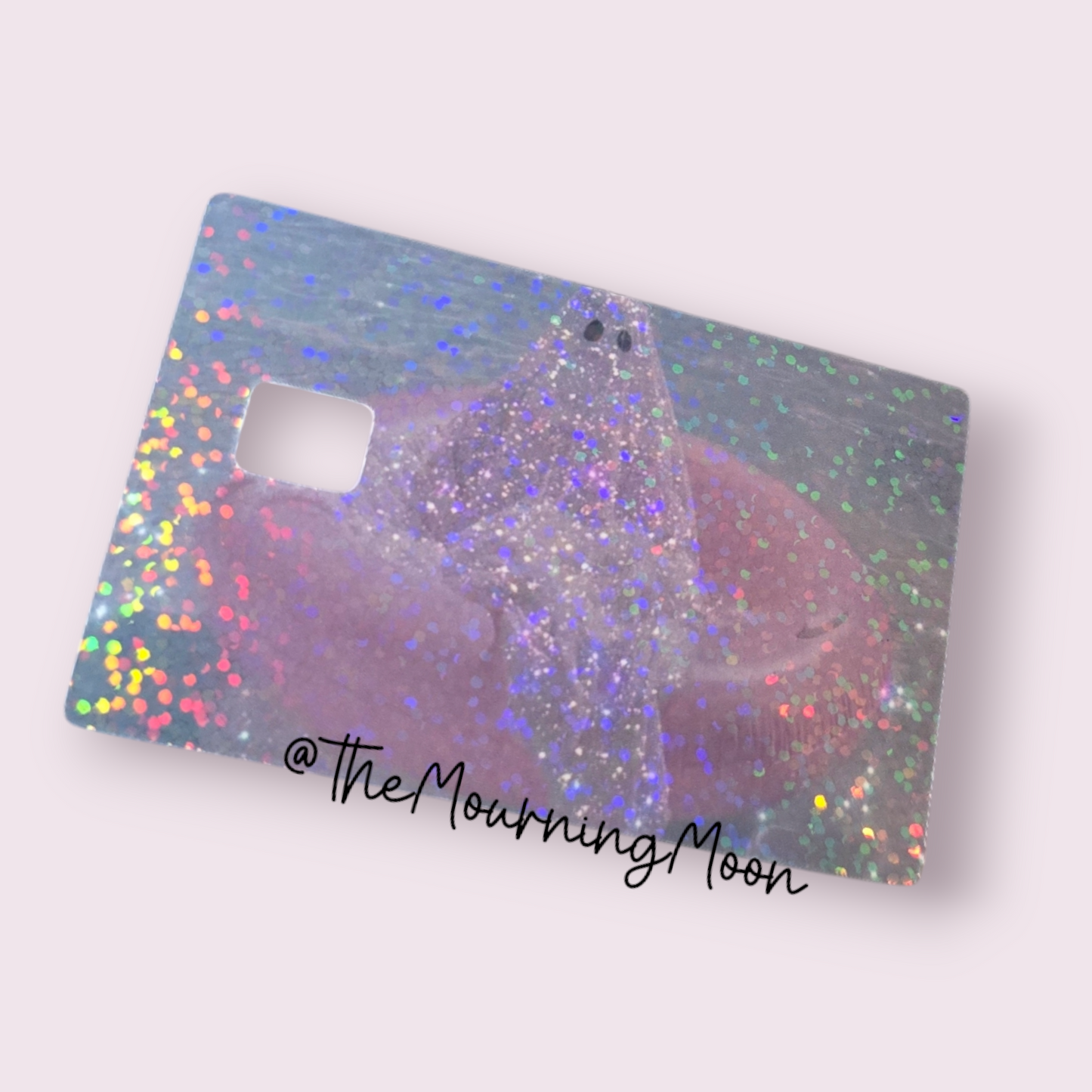 Glitter pool ghost credit card skin