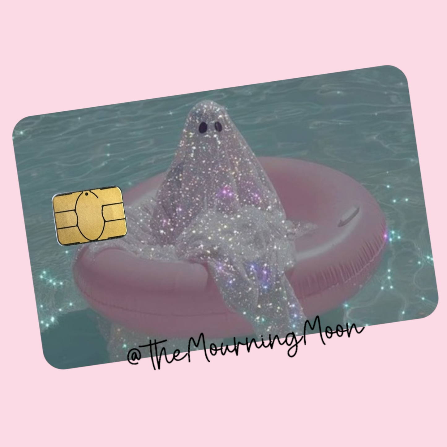 Glitter pool ghost credit card skin